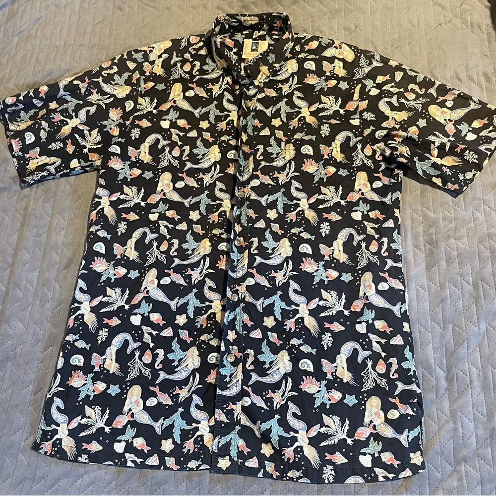 Kahala s/s Hawaiian button down shirt mens size large‎ pre-owned condition